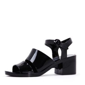 American Apparel Black Heeled Jelly Sandals 10